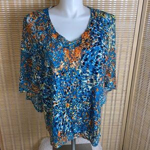 🔷Drapers & Damons Vibrant Colored Flutter 3/4 Sleeve Top Size 1X